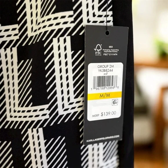 Karl Lagerfeld Black and White Wide Leg Pants - Picture 4 of 5